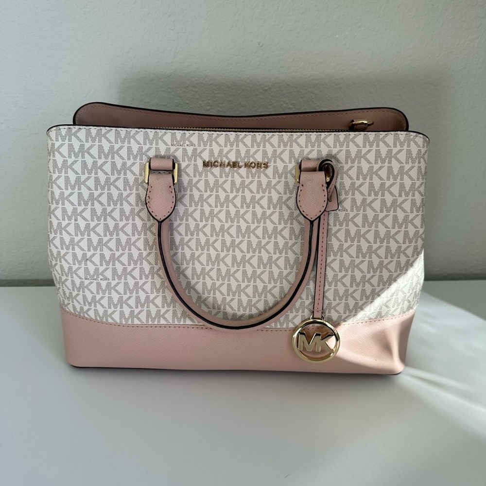 Michael Kors Pink and Cream Savannah large satchel bag - Picture 2 of 9